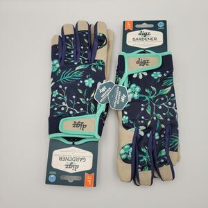 (2) Pairs Digz Gardener Performance Gloves Touchscreen Compatible Womens L ~ NEW